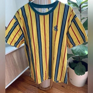 Urban outfitters mushroom embroidered striped t shirt | man small